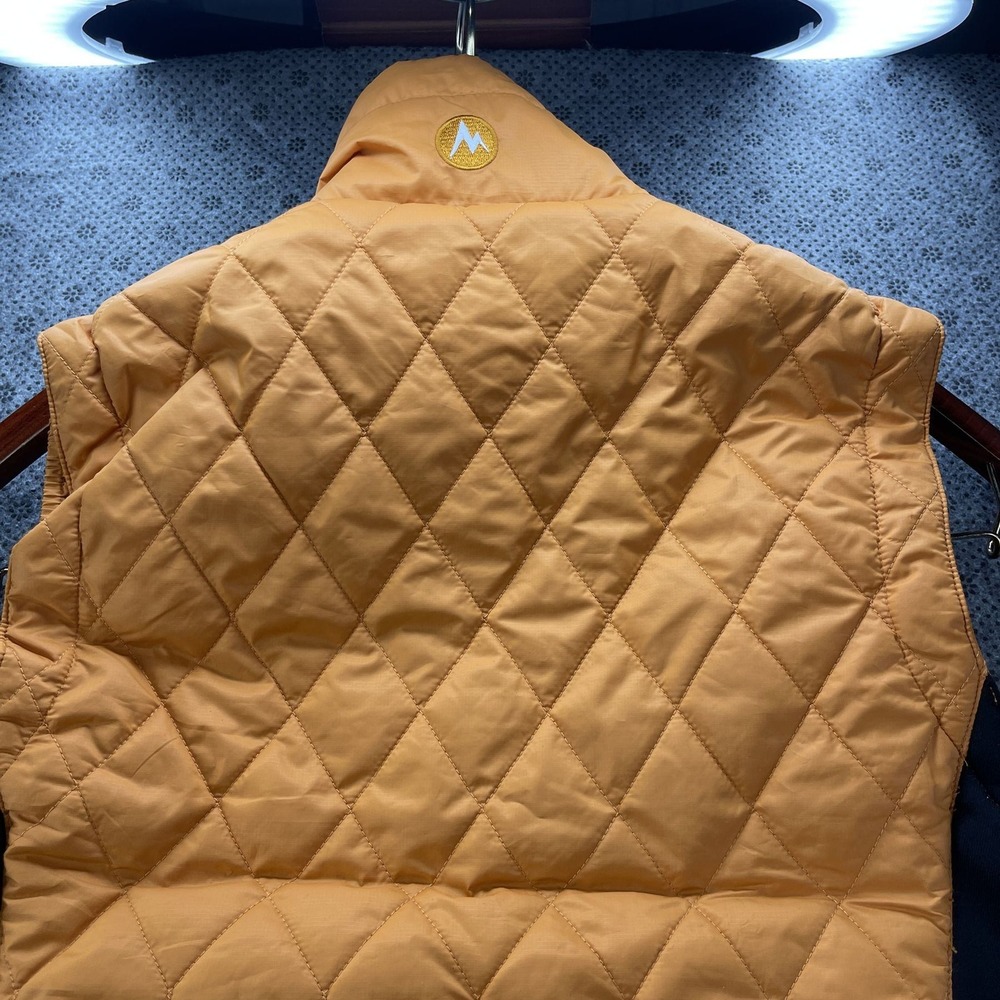 Marmot Womens S Quilted Full Zip Vest Mustard Yellow Black Stretch Side Panels - Picture 7 of 11